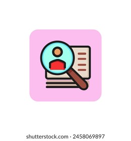 Icon of social network. Identification, search, employer.  Personal information concept. Can be used for topics like profile, recruitment, database