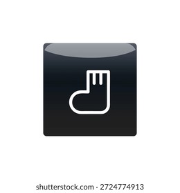 Icon of a sock in a minimalist style. The sock icon is simple and clear, set against a dark background. Perfect for apps or websites needing a sock symbol. Design element vector.