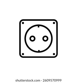 Icon of a socket plug, symbolizing power, electricity, and connectivity in a minimalist style.
