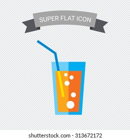 Icon of soda glass with straw 
