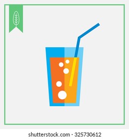 Icon of soda glass with straw 