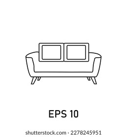 icon sofa furniture home living editable stroke eps 10