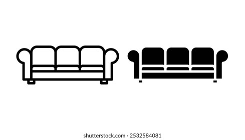 Icon of a sofa, symbolizing furniture, home decor, or comfort.