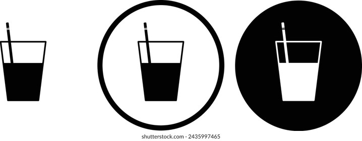 icon soft drink black outline for web site design 
and mobile dark mode apps 
Vector illustration on a white background