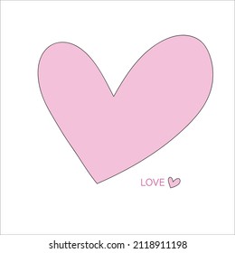icon of soft pink heart on white background. vector illustration