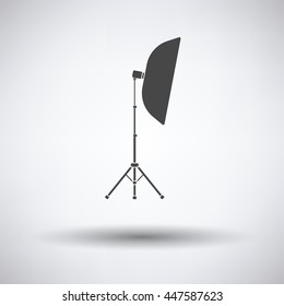 Icon of softbox light on gray background, round shadow. Vector illustration.