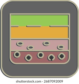 Icono de la capa de suelo. Elementos de minería de oro. Icono en estilo en relieve.