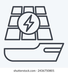 Icon Solar Boat. related to Solar Panel symbol. line style. simple design illustration.