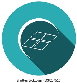 Icon solar panel with a long shadow