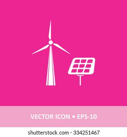 Icon of Solar Panel on Magenta Color Background. Eps-10.