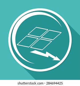 Icon solar panel on white circle with a long shadow