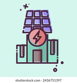 Icon Solar Powered Building. related to Solar Panel symbol. MBE style. simple design illustration.