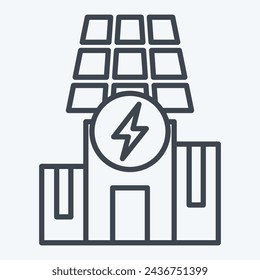 Icon Solar Powered Building. related to Solar Panel symbol. line style. simple design illustration.