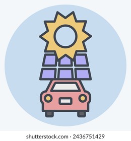 Icon Solar Vehicle. related to Solar Panel symbol. color mate style. simple design illustration.