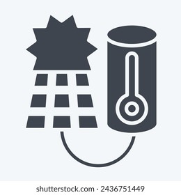 Icon Solar Water Heating. related to Solar Panel symbol. glyph style. simple design illustration.