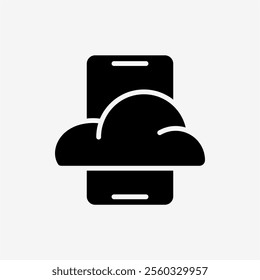 Icon Solid Black Cloud system and smartphone. Technology and system concept, Glyph style.