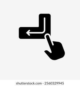 Icon Solid Black Hand click enter button. Technology and system concept, Glyph style.