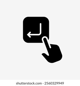 Icon Solid Black Hand click enter button. Technology and system concept, Glyph style.