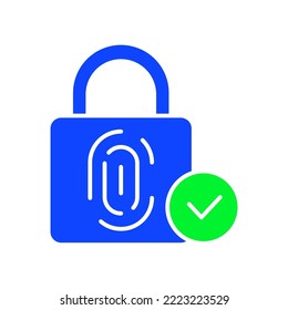 icon Solid color face id, fingerprint, verified, retina scanner, voice verify, lock, identification, security, secure, protection, gadget, technology. editable color, outline icon style.