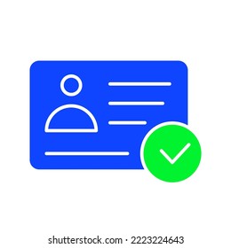 icon solid color verified, verification, identification card, verify user, human verify, password verify. editable color, solid or glyph color icon style.