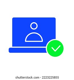 icon Solid color verified, verification, identification card, verify user, human verify, password verify. editable color, solid or glyph color icon style.
