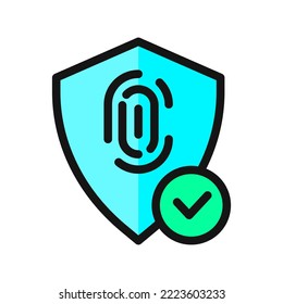 icon Solid line color face id, fingerprint, verified, retina scanner, voice verify, lock, identification, security, secure, protection, gadget, technology. editable color, outline flat icon style.
