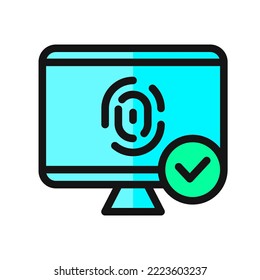 Icon Solid Line Farbe Gesicht-ID, Fingerabdruck, verifiziert, Retina-Scanner, Voice-Verifizierung, Sperre, Identifikation, Sicherheit, sicher, Schutz, Gadget, Technologie. bearbeitbare Farbe, Umriss flacher Icon Stil.