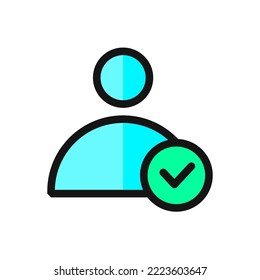 Icon solide Linie Farbe überprüft, Überprüfung, Identifizierungskarte, überprüfen Benutzer, menschliches Verifizieren, Passwort überprüfen. editierbare Farbe, Stil der festen Linie Farbe Symbol.