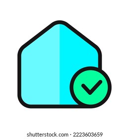 icon solid line color verified, verification, identification card, verify user, human verify, password verify. editable color, solid line color icon style.