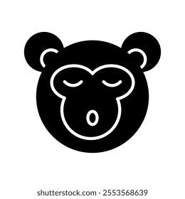 Icon solid vector. The Monkey Head icon represents cleverness, agility, and joy, symbolizing good fortune and playful energy for the Chinese New Year.