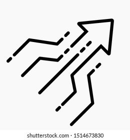 Icon for solving a problem. Illustration of simplicity. Brainstorm. Business concept. Merging directions. Traffic flows. Connection of traffic, directions. Vector icon.