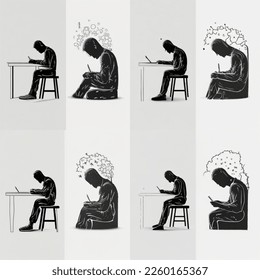 icon of someone who is writing in black and white colour