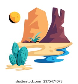 An icon of sonoran desert in flat style 