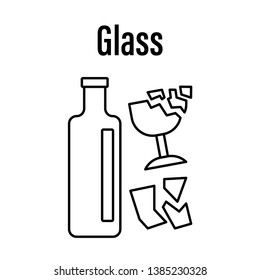 Icon for sorting glass waste in a linear style. Simple vector illustration isolated on white background.