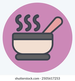 Icon Soup Bowl. related to Breakfast symbol. color mate style. simple illustration