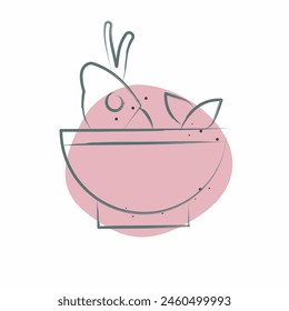 Icon Soup Sea. related to Seafood symbol. Color Spot Style. simple design illustration