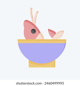 Icon Soup Sea. related to Seafood symbol. flat style. simple design illustration