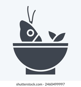 Icon Soup Sea. related to Seafood symbol. glyph style. simple design illustration