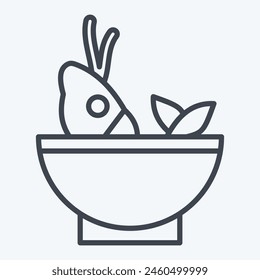 Icon Soup Sea. related to Seafood symbol. line style. simple design illustration