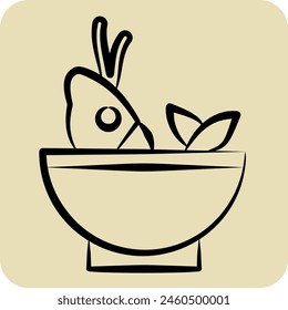 Icon Soup Sea. related to Seafood symbol. hand drawn style. simple design illustration