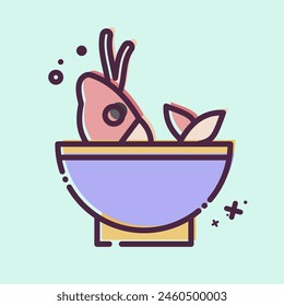 Icon Soup Sea. related to Seafood symbol. MBE style. simple design illustration
