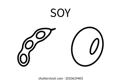 Icon Soy Bean Line In A Simple Style. Source of milk, protein, sauce. Vector sign in a simple style isolated on a white background. Original size 64x64 pixels.