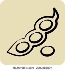 Icon Soya Beans. suitable for Nuts symbol. hand drawn style. simple design editable. design template vector. simple illustration