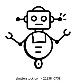 An icon of space robot in hand drawn style 