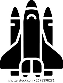 Icon of a space shuttle launching into space with boosters and a white outline vector
