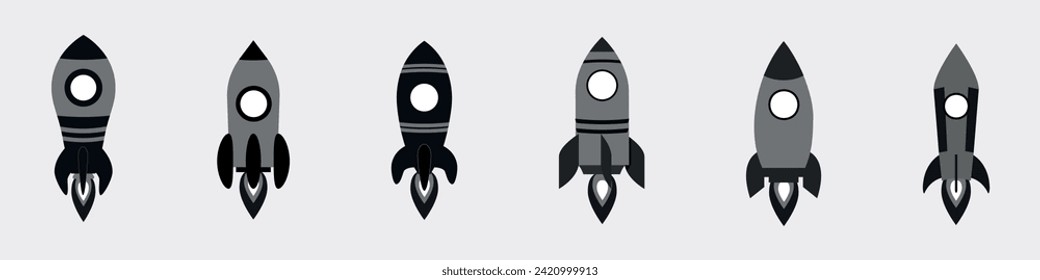 icon spaceship collection with flat design