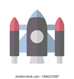 Icon spaceship in flat style. vector illustration and editable stroke. Isolated on white background.