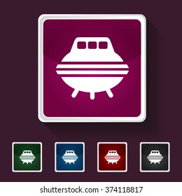 Icon of Spaceship or UFO on Multicolored Squares. Eps-10.