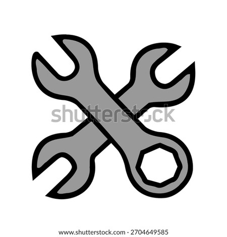 An icon of spanner and combination spanner on white background
