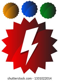 Icon with spark, lighting bolt symbol for electrical themes